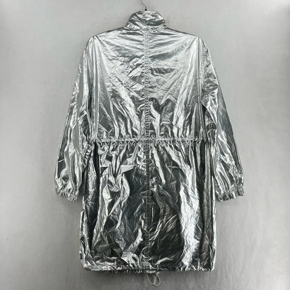 Wild Fable Jacket Women's Sz S Silver Metallic Full-Zip Mock Neck Elastic Trim - Picture 2 of 13